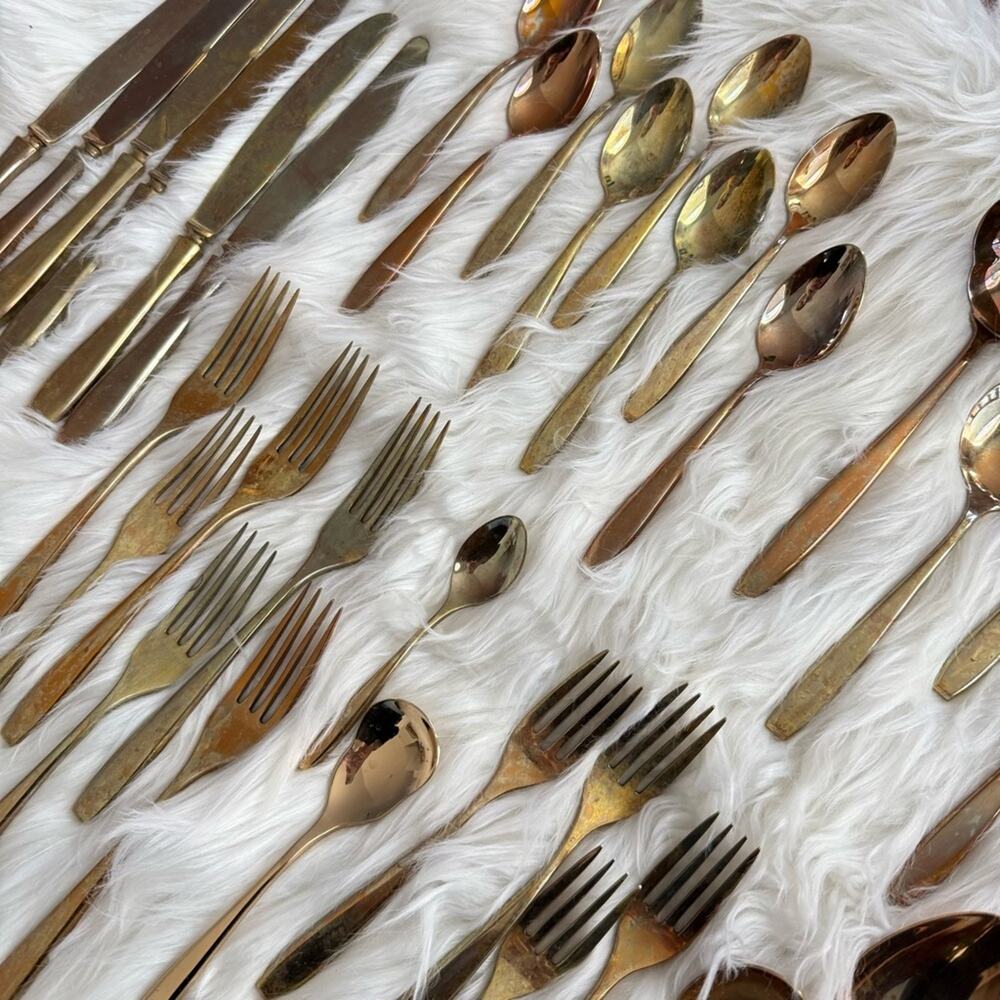 Dorling | Vintage Gold Dirilyte Golden Autumn Symphony Goldware Dinner Flatware - Picture 3 of 7